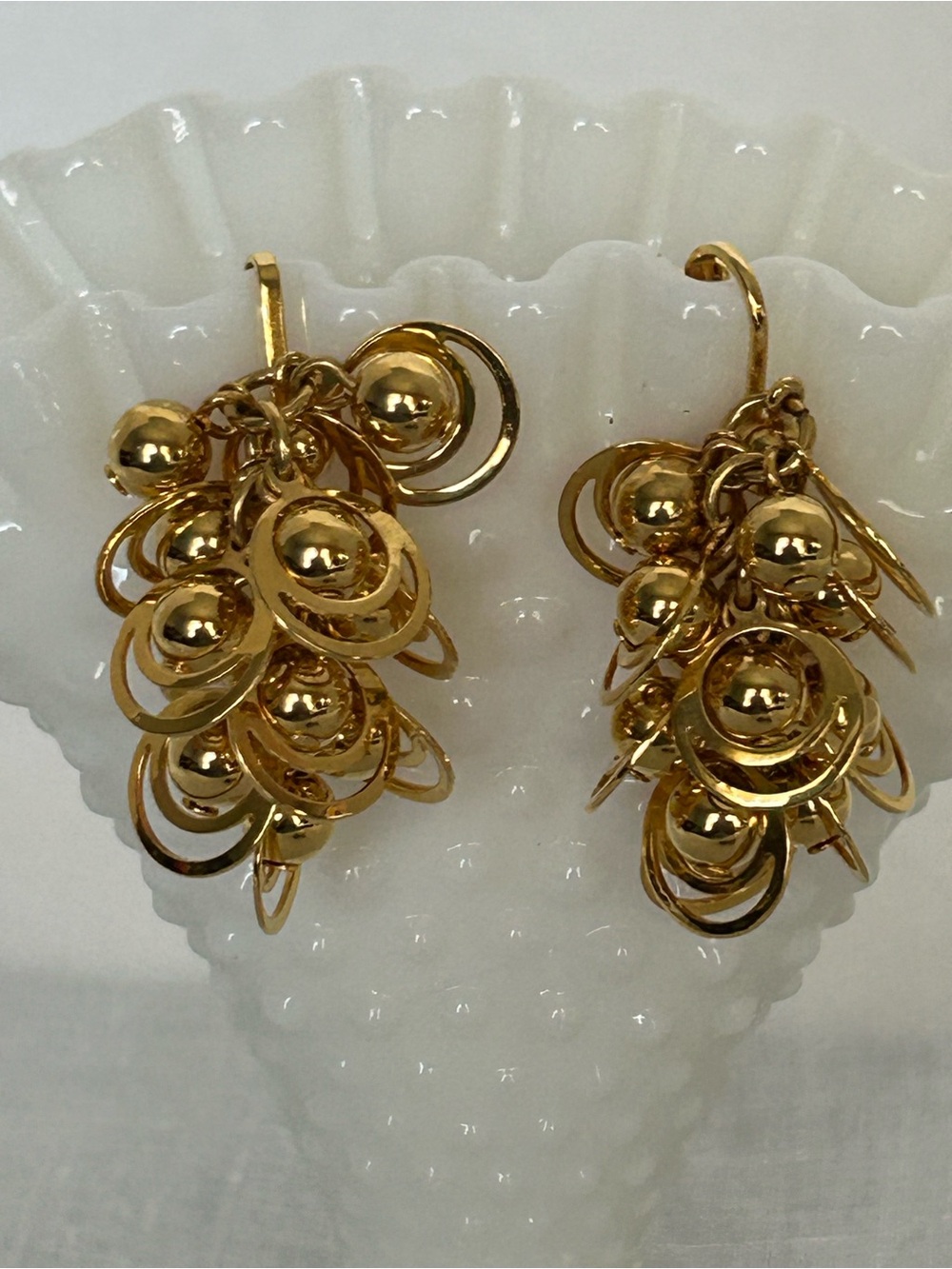 Avon Gold Tone Cluster Drop Circular and Ball Earrings(6)